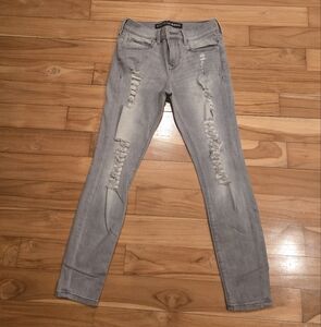 Distressed Gray Women Jeans